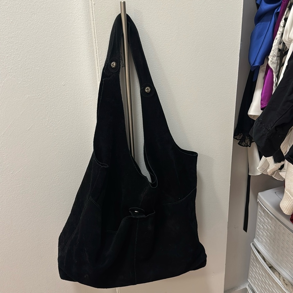 Free People Black Suede Hobo Bag